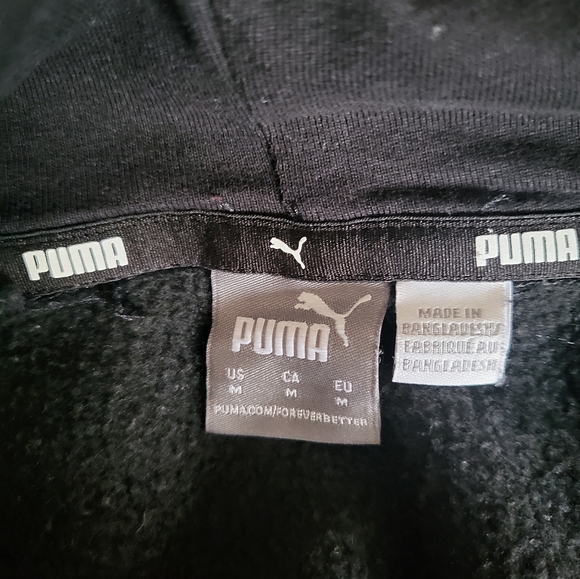 Puma Black Cropped Hoodie Sweatshirt Medium - Picture 3 of 4